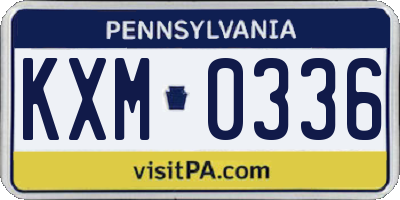 PA license plate KXM0336