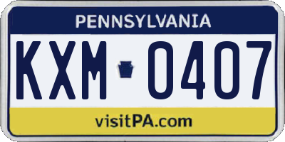 PA license plate KXM0407