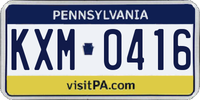 PA license plate KXM0416