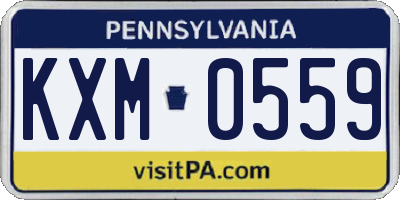 PA license plate KXM0559