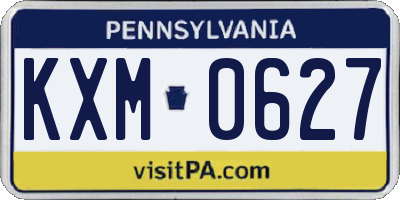 PA license plate KXM0627