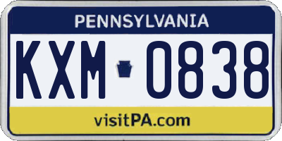 PA license plate KXM0838