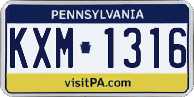 PA license plate KXM1316