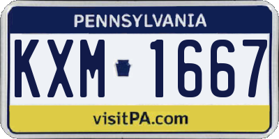 PA license plate KXM1667
