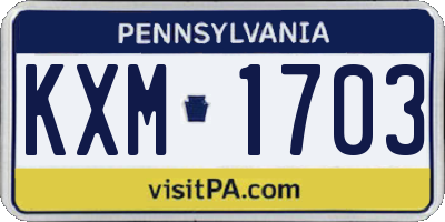 PA license plate KXM1703