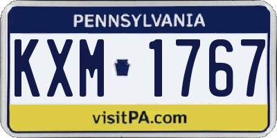 PA license plate KXM1767