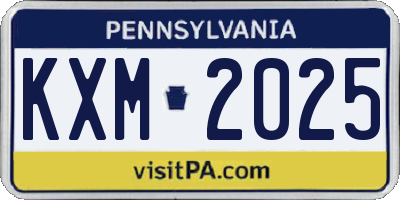 PA license plate KXM2025