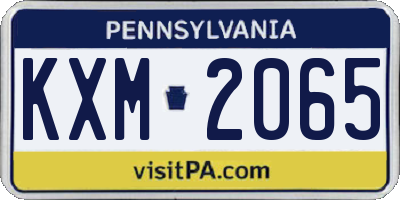 PA license plate KXM2065