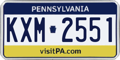 PA license plate KXM2551