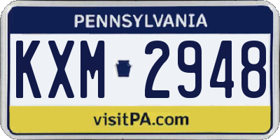 PA license plate KXM2948