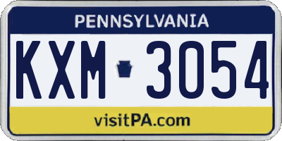 PA license plate KXM3054