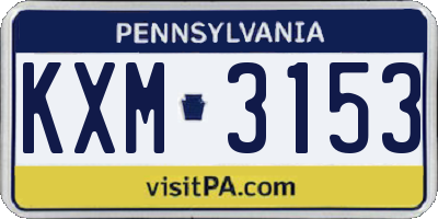 PA license plate KXM3153