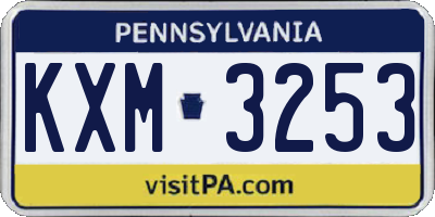 PA license plate KXM3253