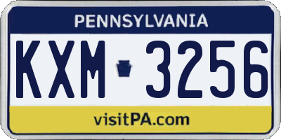 PA license plate KXM3256