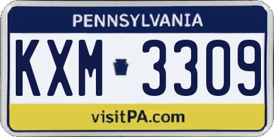 PA license plate KXM3309