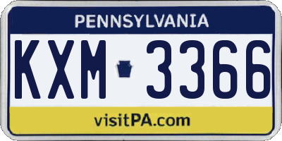 PA license plate KXM3366