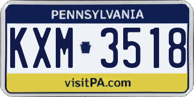 PA license plate KXM3518