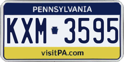 PA license plate KXM3595