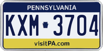 PA license plate KXM3704