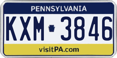 PA license plate KXM3846