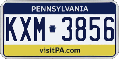 PA license plate KXM3856