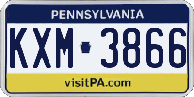 PA license plate KXM3866