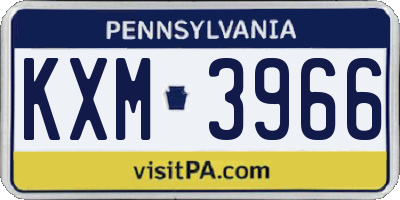 PA license plate KXM3966