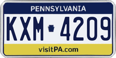 PA license plate KXM4209