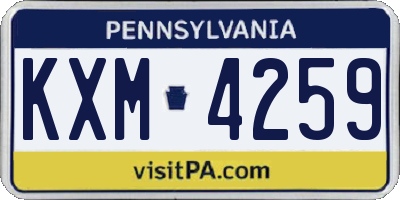 PA license plate KXM4259