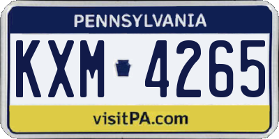 PA license plate KXM4265