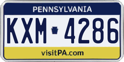 PA license plate KXM4286