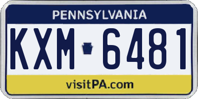 PA license plate KXM6481