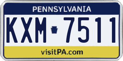 PA license plate KXM7511