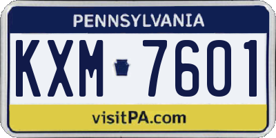 PA license plate KXM7601