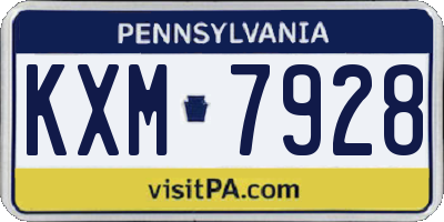 PA license plate KXM7928