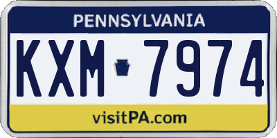 PA license plate KXM7974