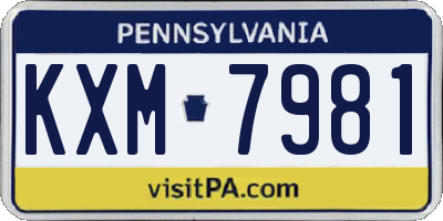 PA license plate KXM7981