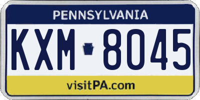 PA license plate KXM8045