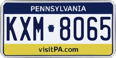 PA license plate KXM8065