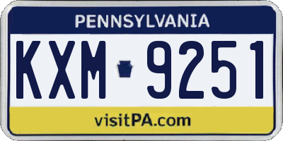 PA license plate KXM9251