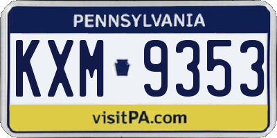 PA license plate KXM9353