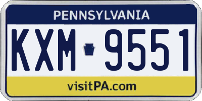 PA license plate KXM9551