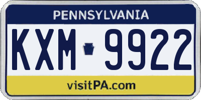 PA license plate KXM9922
