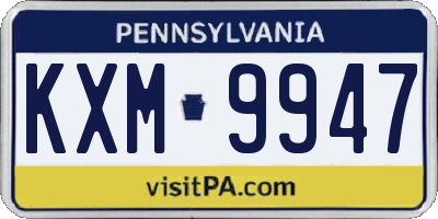 PA license plate KXM9947