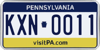 PA license plate KXN0011