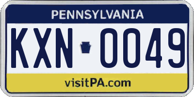 PA license plate KXN0049