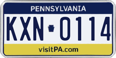 PA license plate KXN0114