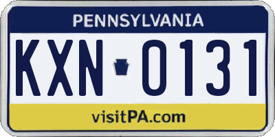 PA license plate KXN0131