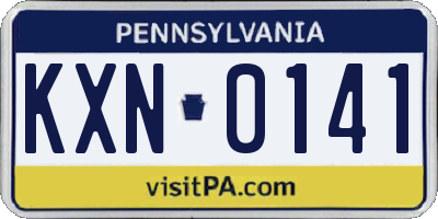 PA license plate KXN0141