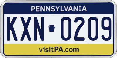 PA license plate KXN0209